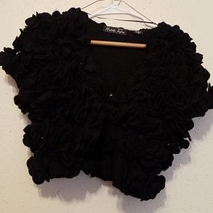 Jacket, cover up, black and beaded